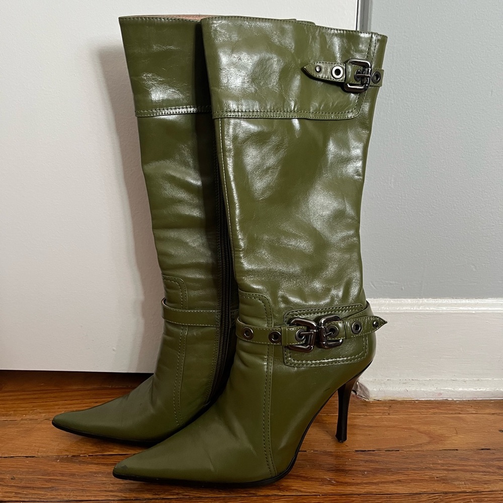 Green Heeled Boots with Stiletto Heel